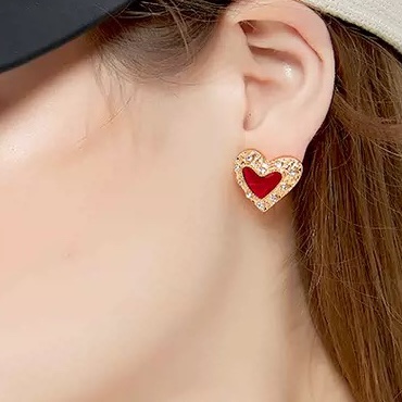 Zircon heart oil-dripping earrings, star shell long earrings, retro, exquisite, high-end and elegant zirconium-set earrings -024 Jia Liang Accessories