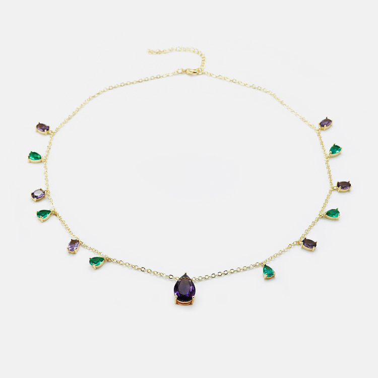 European and American fashion necklace 2021 anniversary gift gold-plated colorful pendant gold-plated