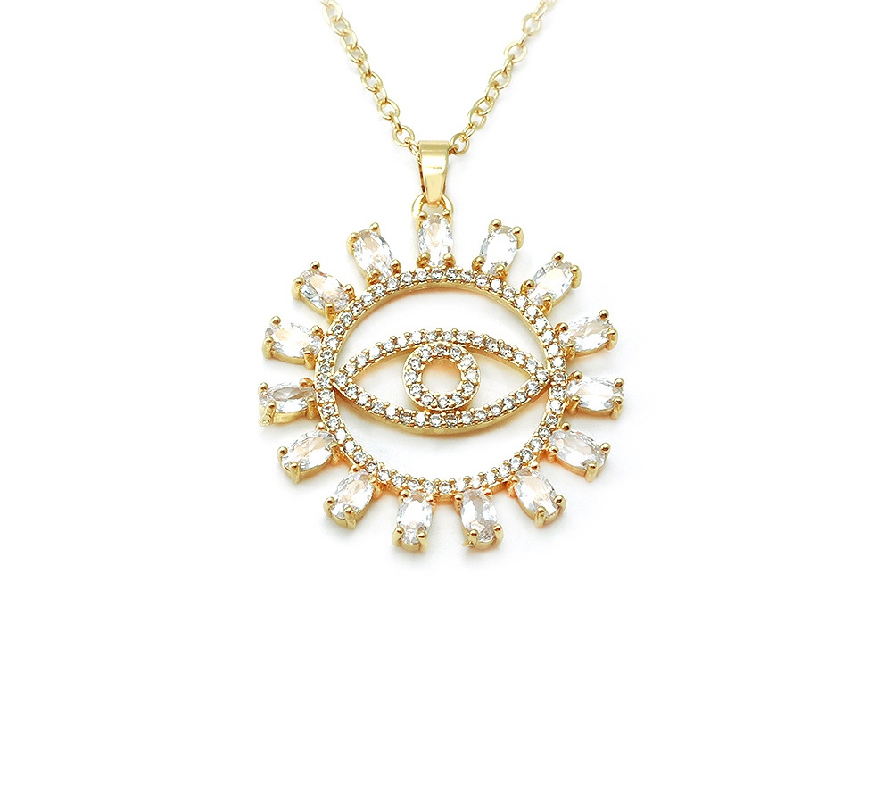 New cross-border Amazon accessories from Europe and America, women's fashion pendant jewelry, Devil's Eye, colorful Zircon necklace detail image 4