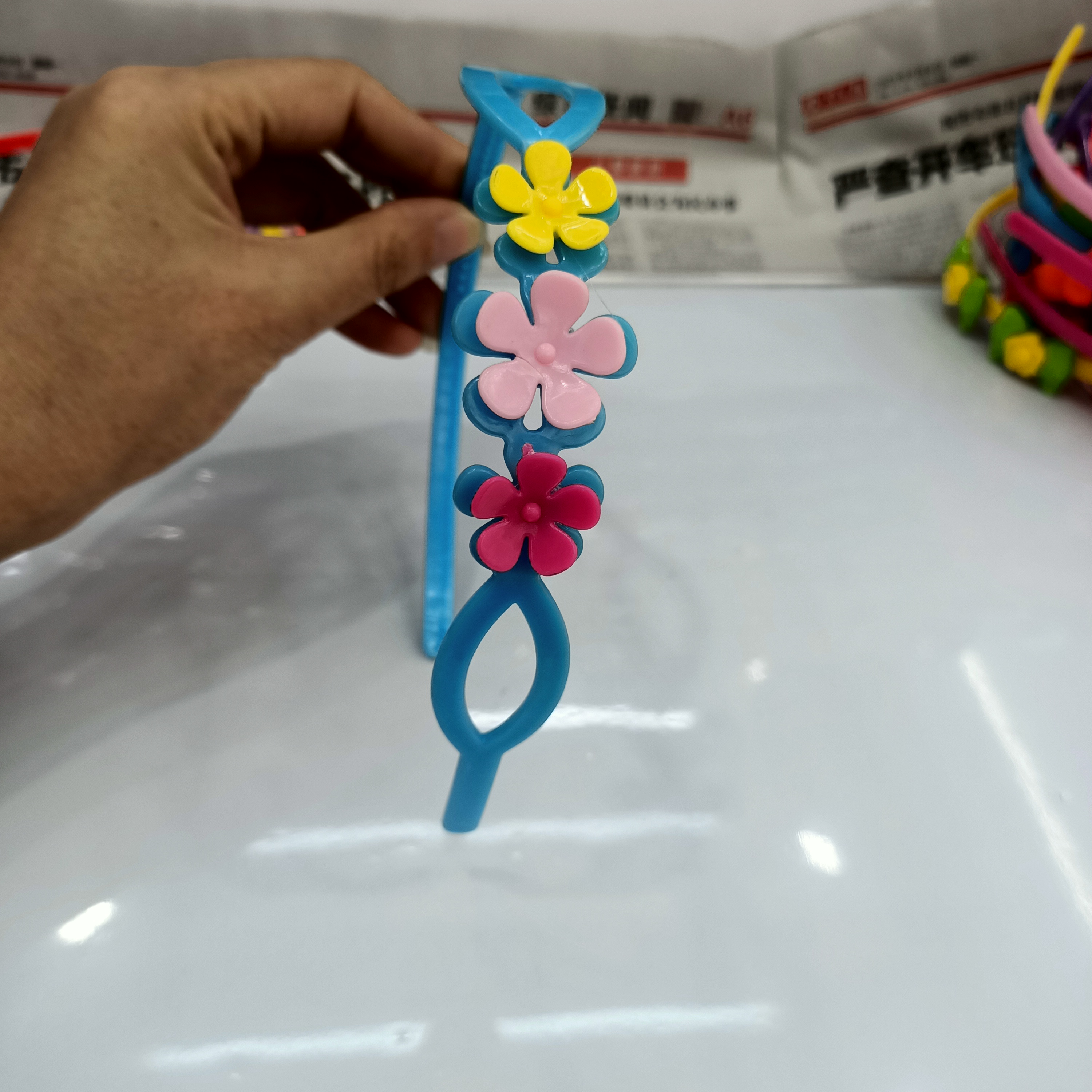 3 small flower head button blue thumbnail