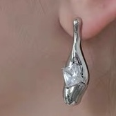 Stick earring Star shell long earring vintage delicate high-end atmosphere zirconium earring -036 good beautiful jewelry