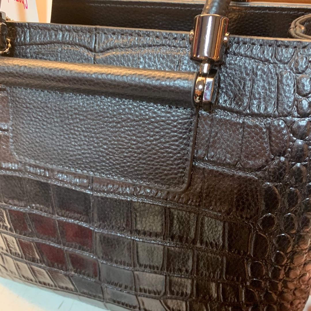 Xinyinhua Xyh Brown Chequered Embossed Square Hand Bag Guangzhou High-Grade Fashion Women's Bag full figure