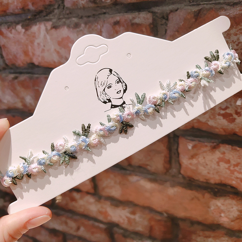 FLY1139 Blue Vintage Super Fairy Necklace collarbone Chain ins Rose Fabric Sweet choker Short choker Neck Accessory