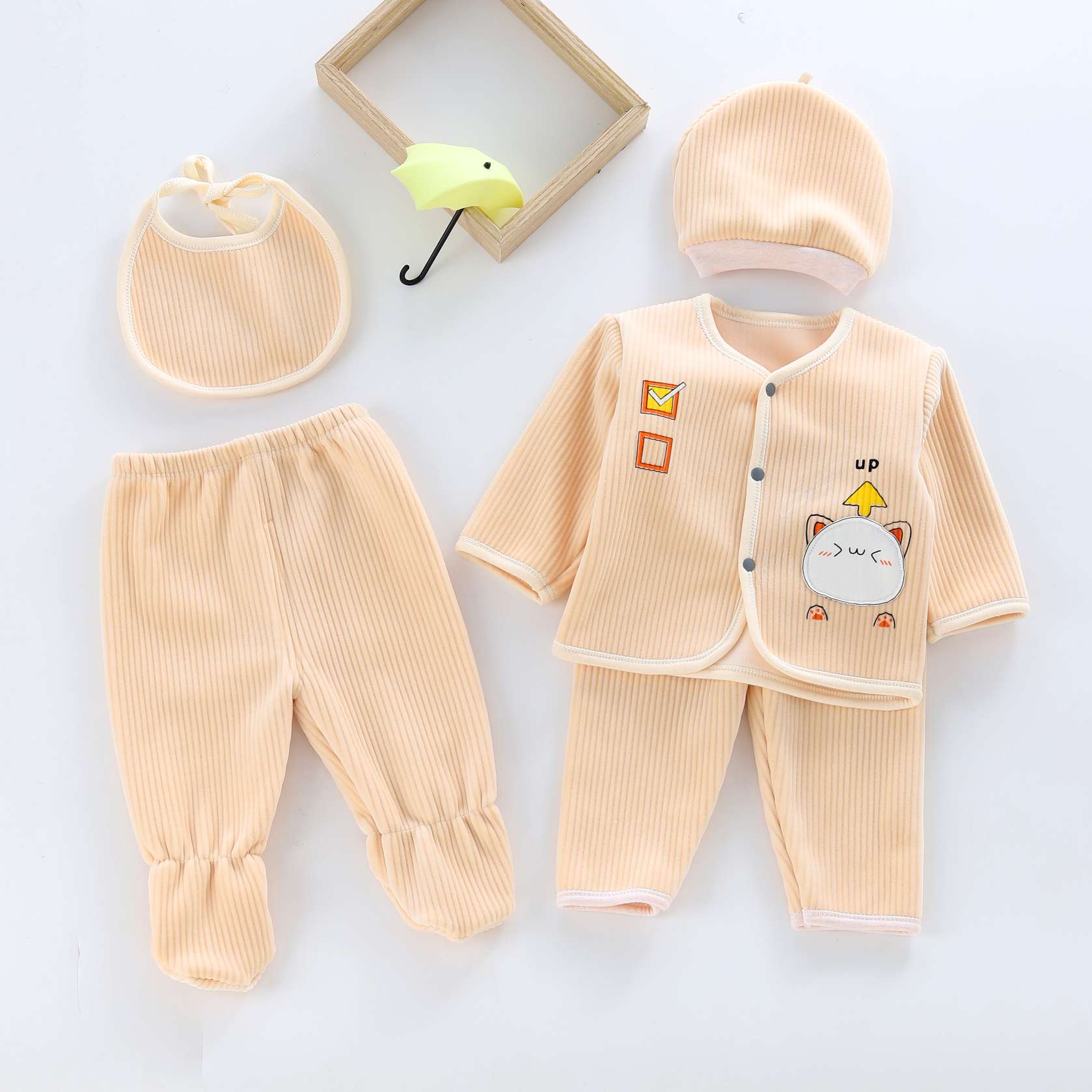 新生儿加厚衣服，宝宝加绒五件套详情图3