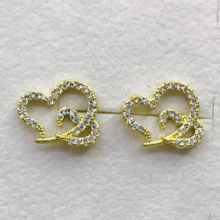925 silver needle earrings pure copper inlaid with white zircon fashion Korean version 13846 full figure