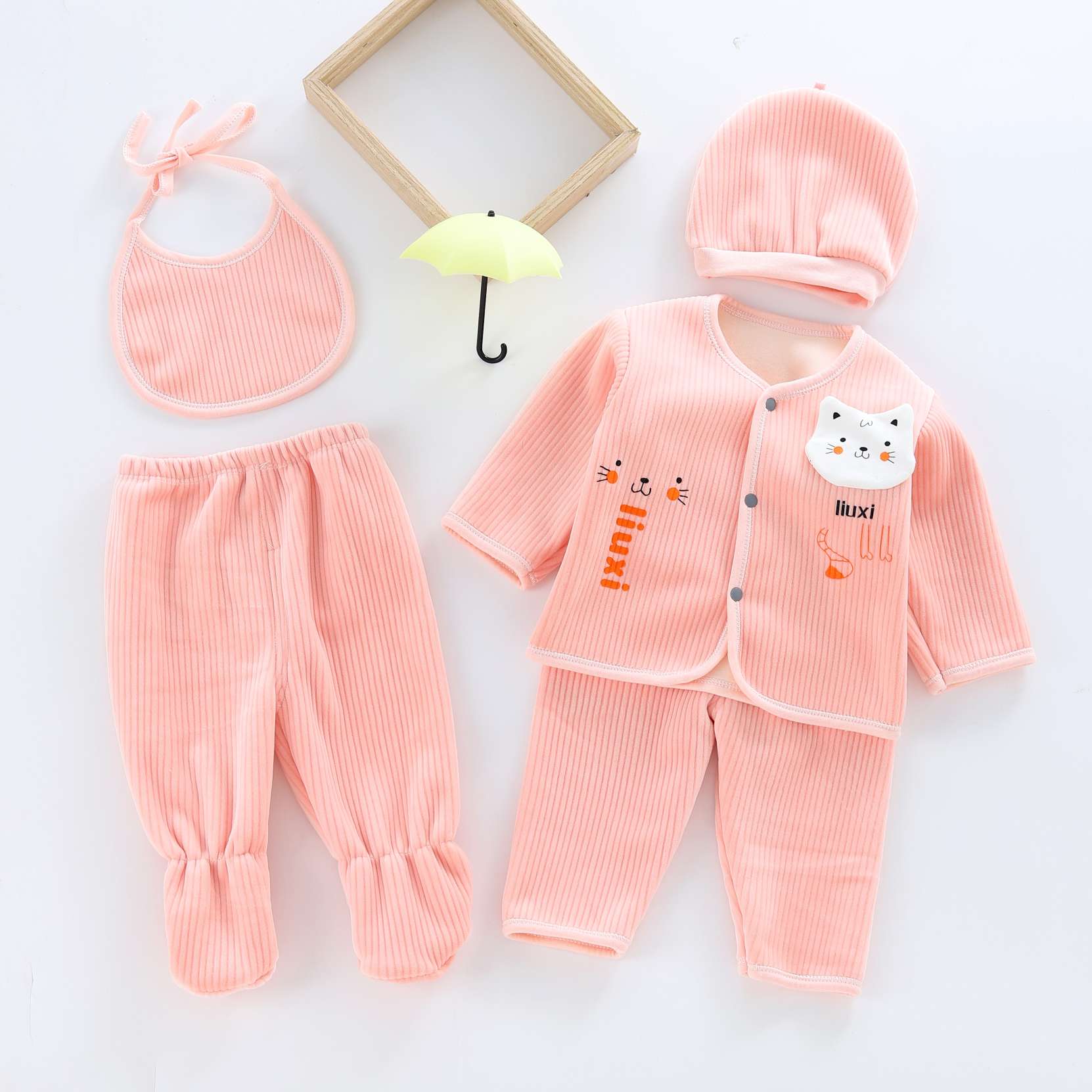 新生儿加厚衣服，宝宝加绒五件套详情图2