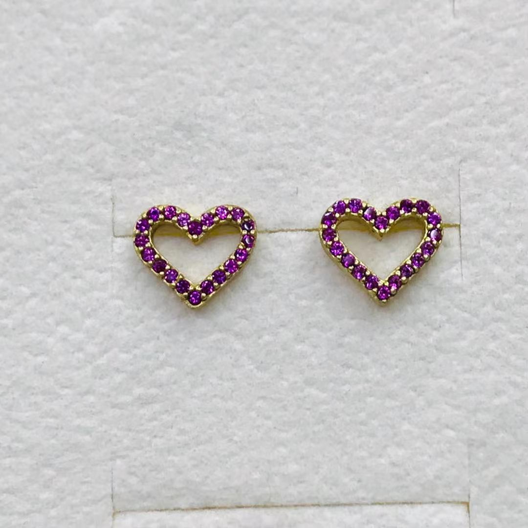 925 silver needle earrings pure copper inset color zircon fashion Korean version 13675 details Picture