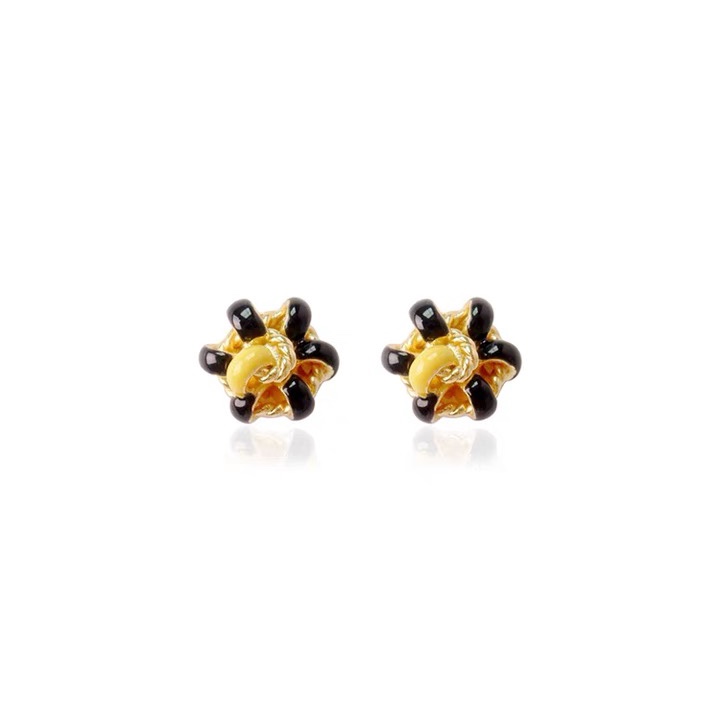 Yellow and white earrings Star shell long earrings Retro delicate high-end atmospheric zirconium earrings
