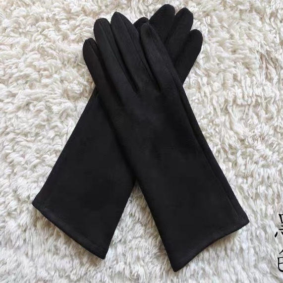 New spring summer autumn gloves suede thin women's gloves Driving and riding UV protection gloves buckskin
