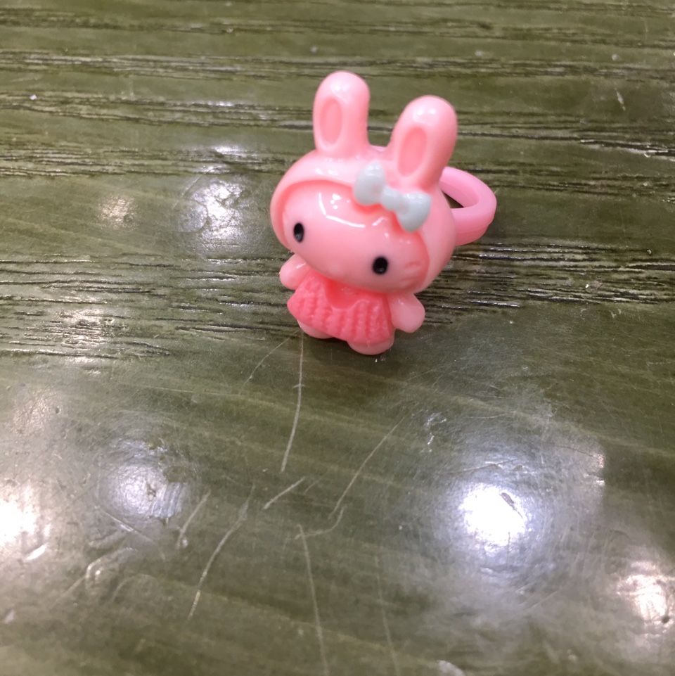 1564 粉玫色小兔戒指 爱囡02兰色领结点缀儿童戒指可爱大方儿童清新甜美时尚潮流百搭突显个性可爱大方儿童清新