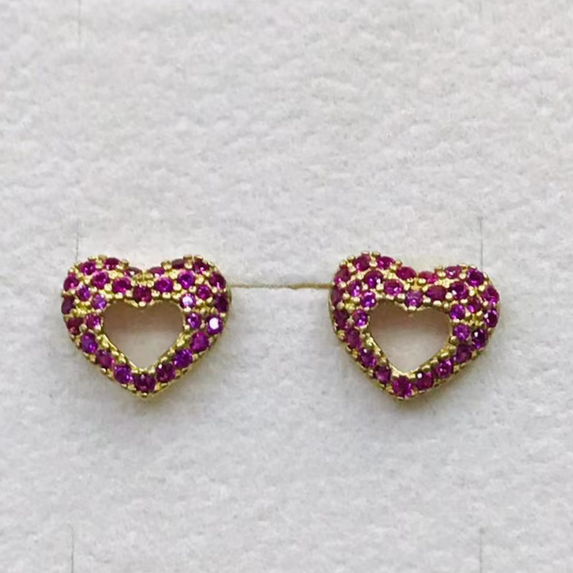 925 silver needle earrings pure copper inset color zircon fashion Korean version 13669 full figure
