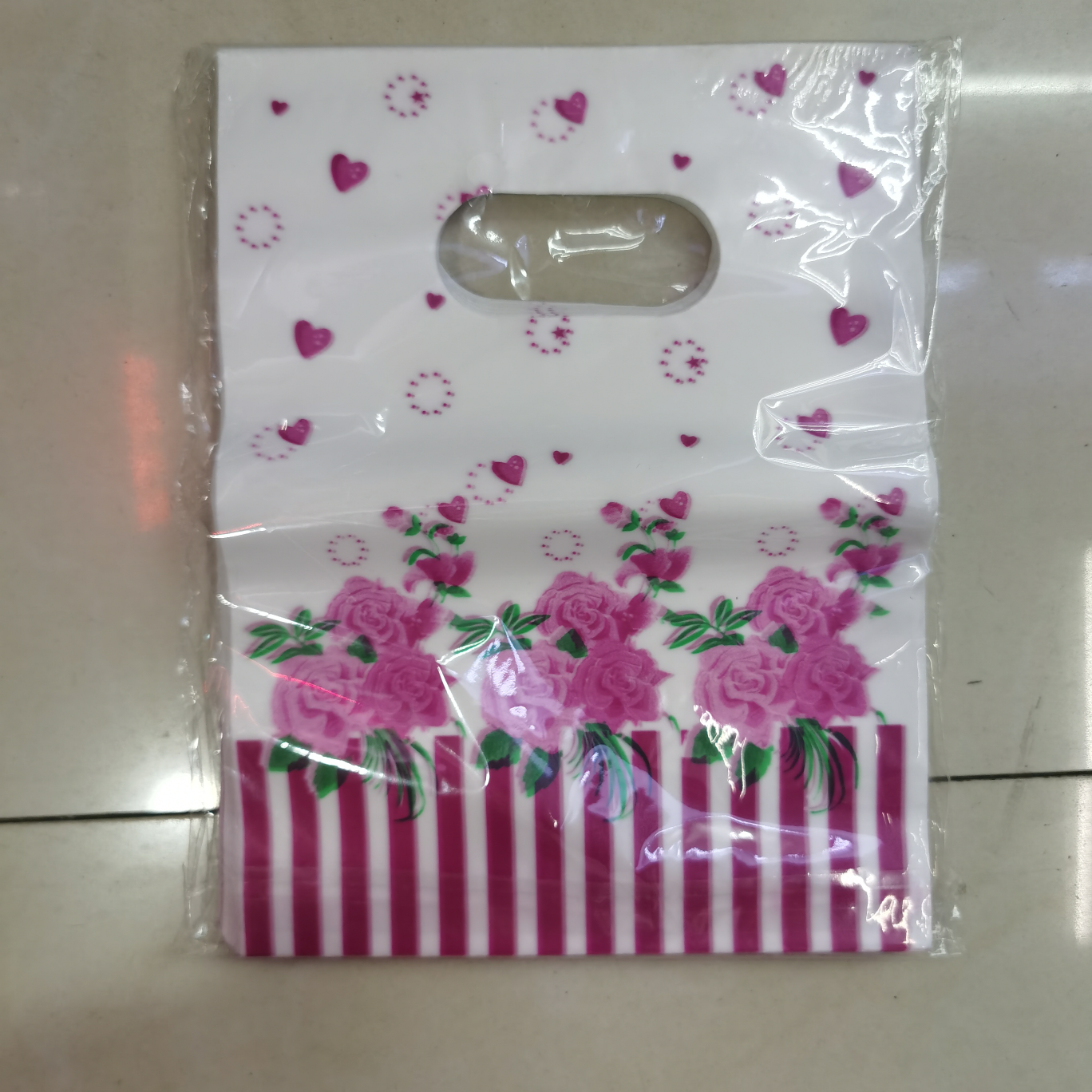 20*25 Red Stripe Flower Gift Bags Men's And Women's Children's Clothing Store Handbag Custom 100 Bags