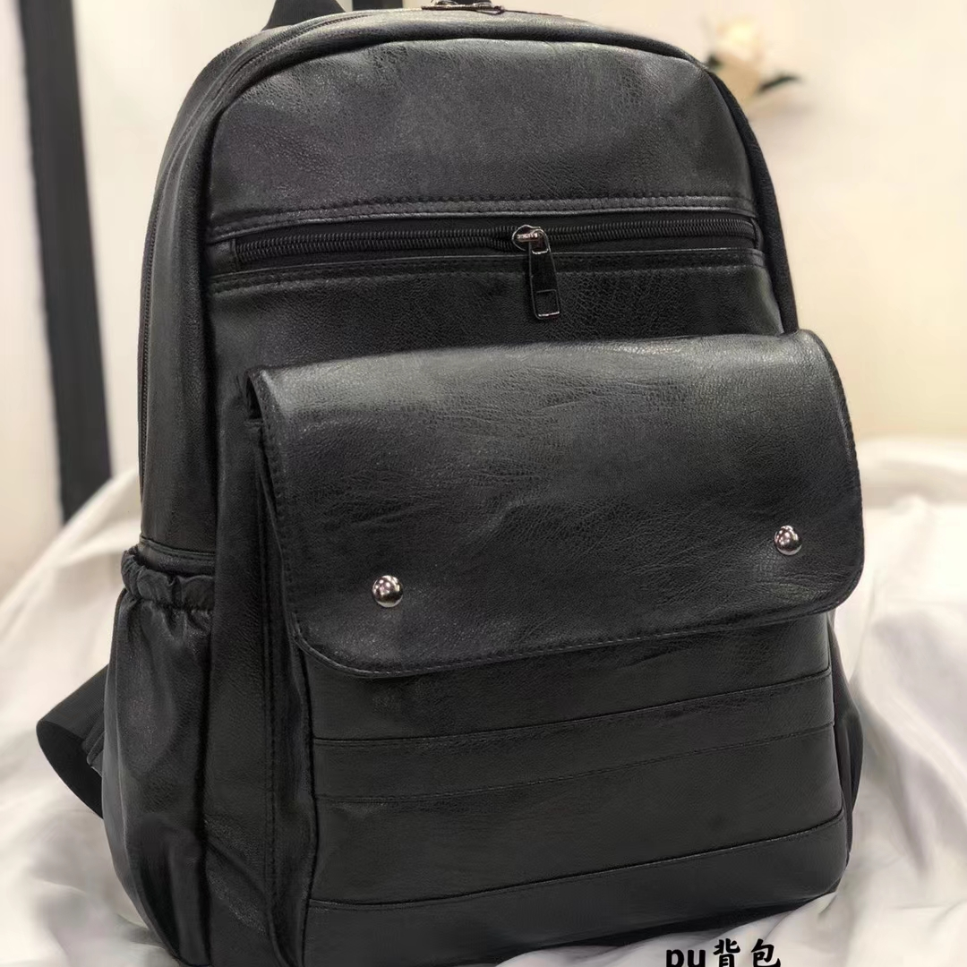 Men's PU leather computer backpack Backpack Men's fashion trend leisure travel bag Leather large capacity schoolbag 9