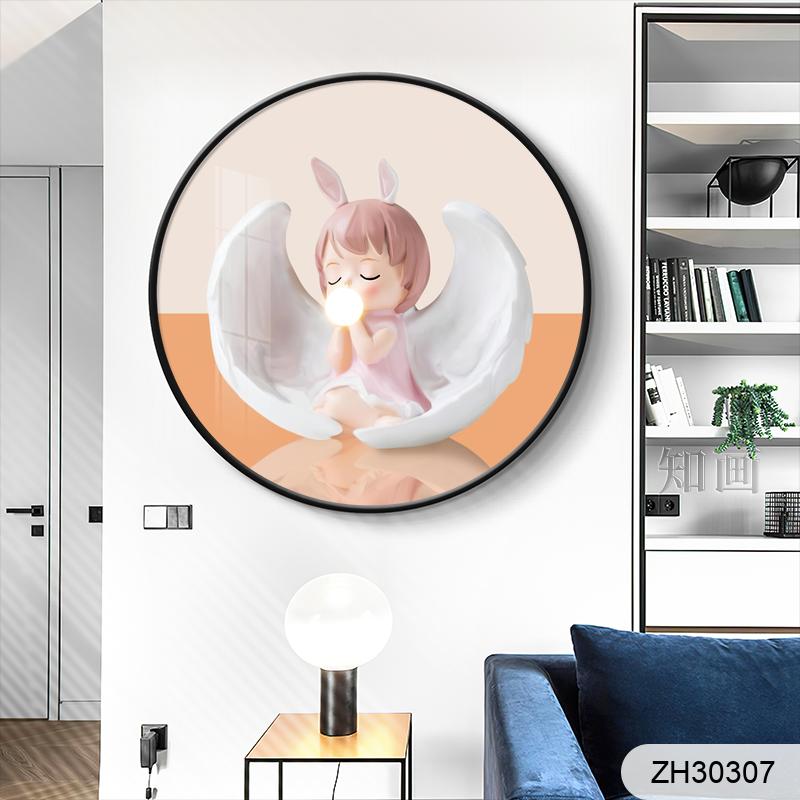 Nordic modern light luxury hand-painted healing department fresh landscape porch circular decorative painting