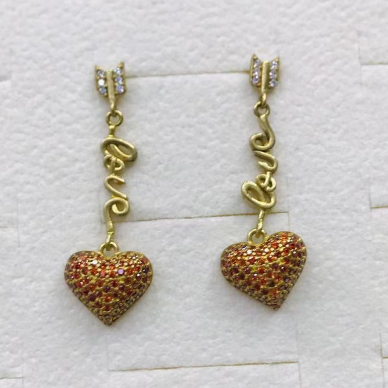 925 silver needle earrings pure copper inset white zircon fashion Korean version 13754 full figure