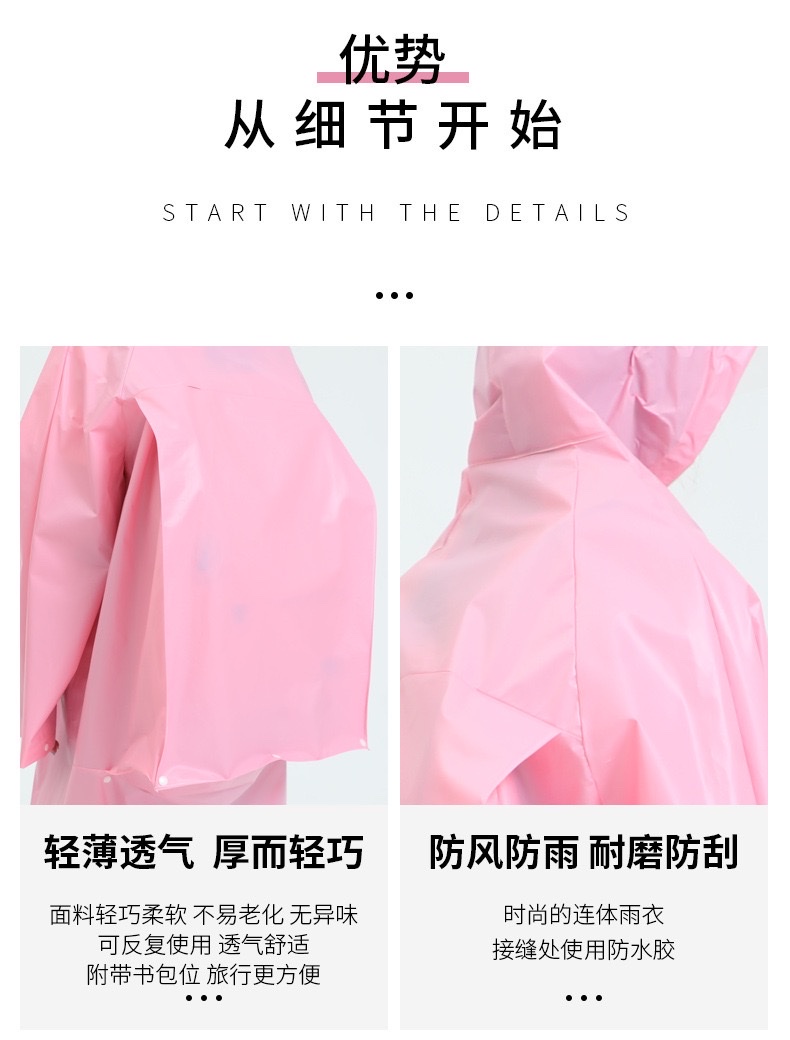 书包位雨衣EVA时尚旅行轻便骑行透明户外 非一次性成人厚男女雨披 详情图4