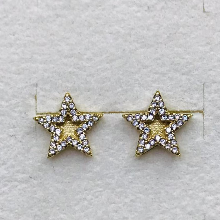 925 silver needle earrings pure copper inlaid with white zircon fashion Korean version 13776 full figure