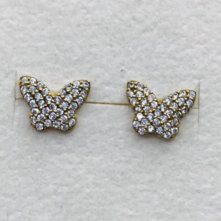 925 silver needle earrings pure copper inlaid with white zircon fashion Korean version 13800 full figure