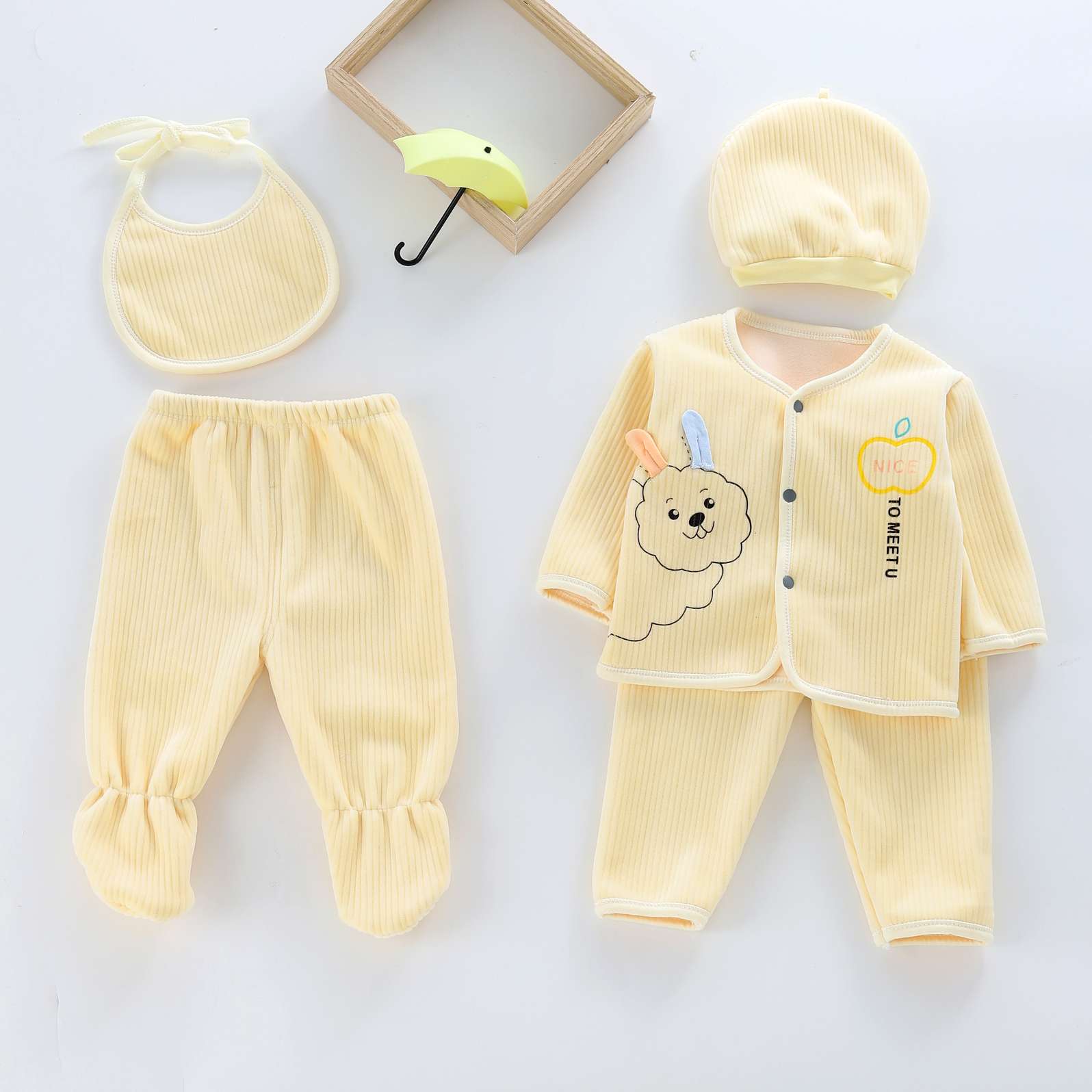 新生儿加厚衣服，宝宝加绒五件套产品图