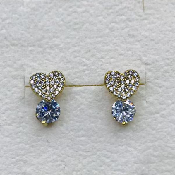 925 silver needle earrings pure copper inset white zircon fashion Korean version 13744 full figure