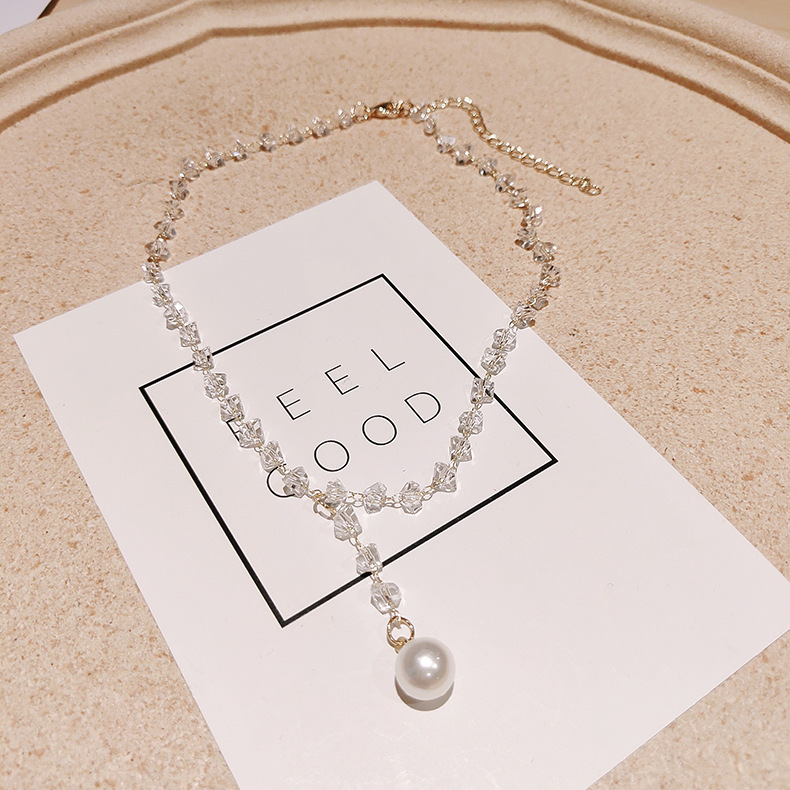 FLY1244 new Korean pearl fringe necklace fairy wind adjustable collarbone chain wind choker