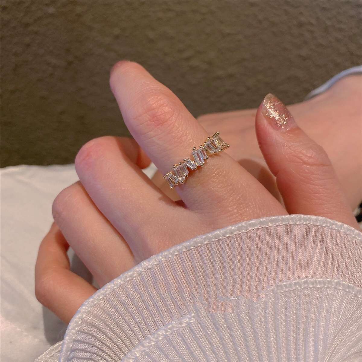 Flash to Tears A zirconium diamond ring, square diamond ring, Mosang, high-end and versatile Application Scenario
