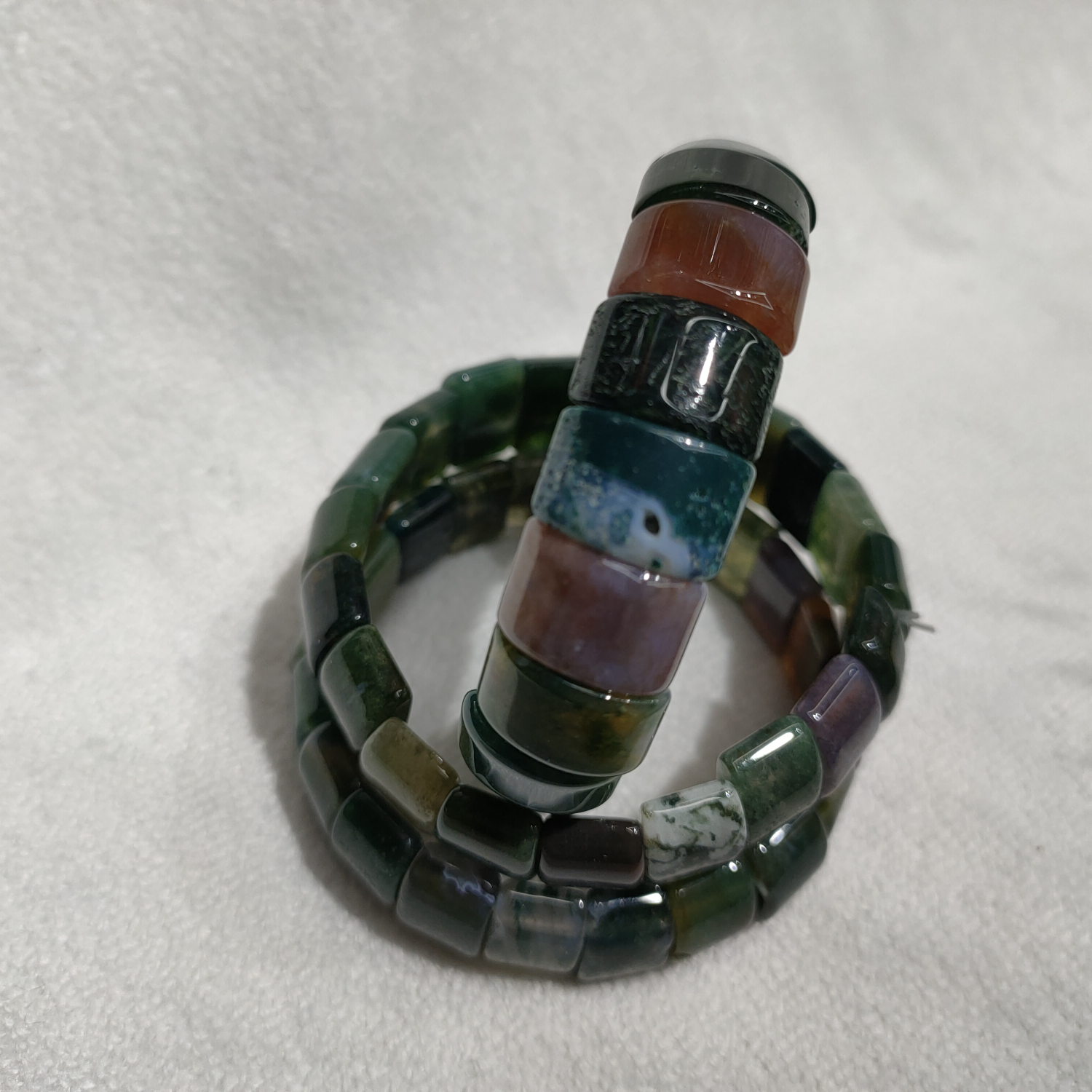 天然印度玛瑙扁管形手排