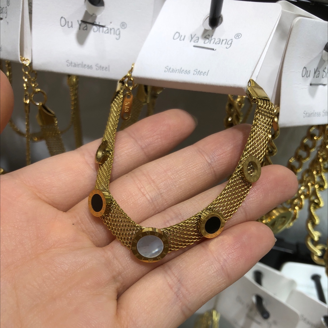 罗马黑白贝母手链