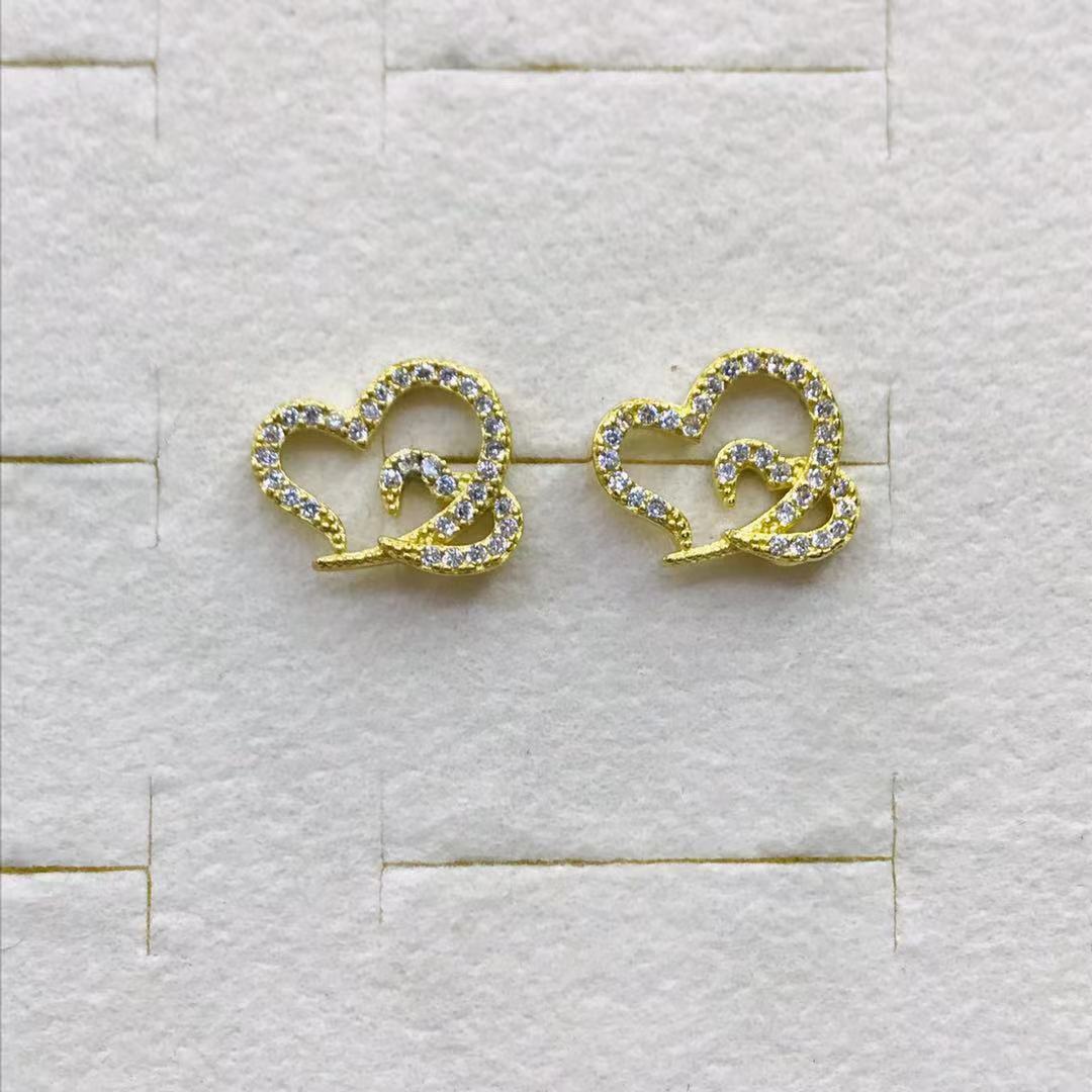 925 silver needle earrings pure copper inlaid with white zircon fashion Korean version 13846 details Picture