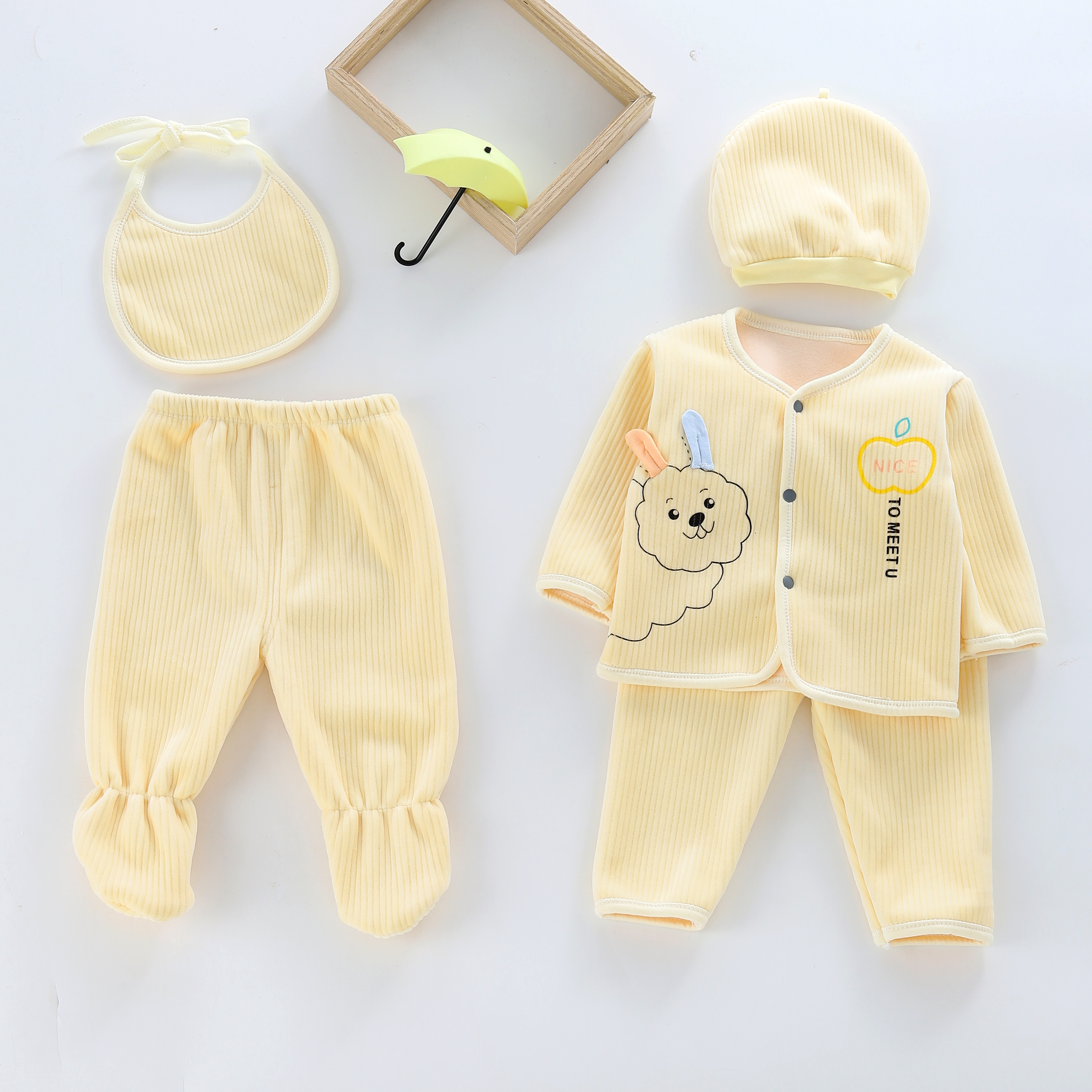 新生儿加厚衣服，宝宝加绒五件套