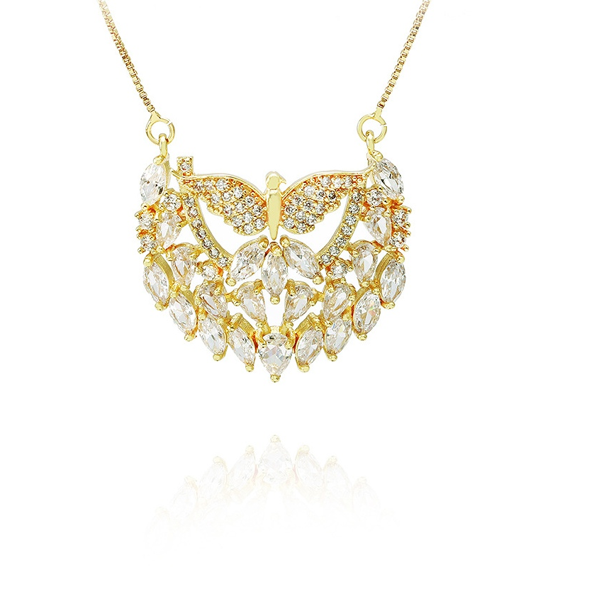 Amazon foreign trade jewelry women fashion exquisite gold-plated zircon 18K religious necklace heart pendant love necklace