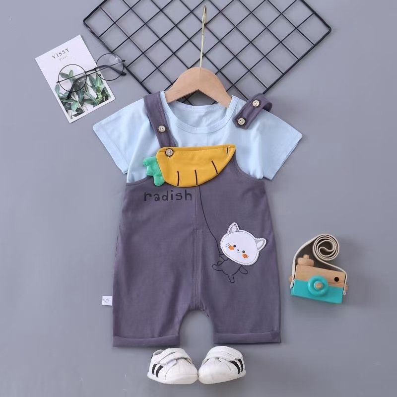 宝宝童装夏装短袖套装衣服1－3岁洋气婴幼儿夏季背带裤两件套详情图4