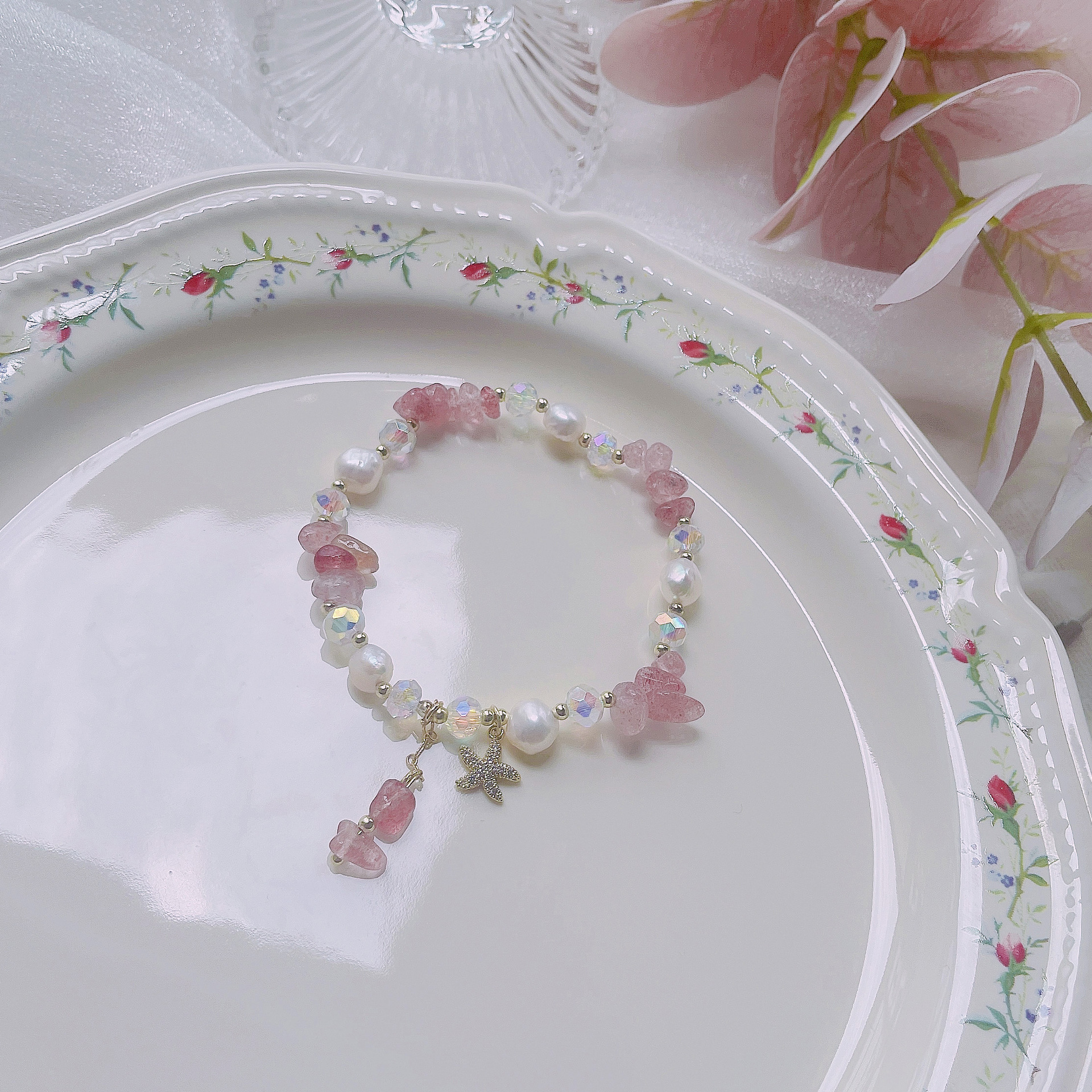 FLY1255 new Korean gentle fairy crystal stone bracelet retro ins starfish pendant bracelet BFF birthday gift
