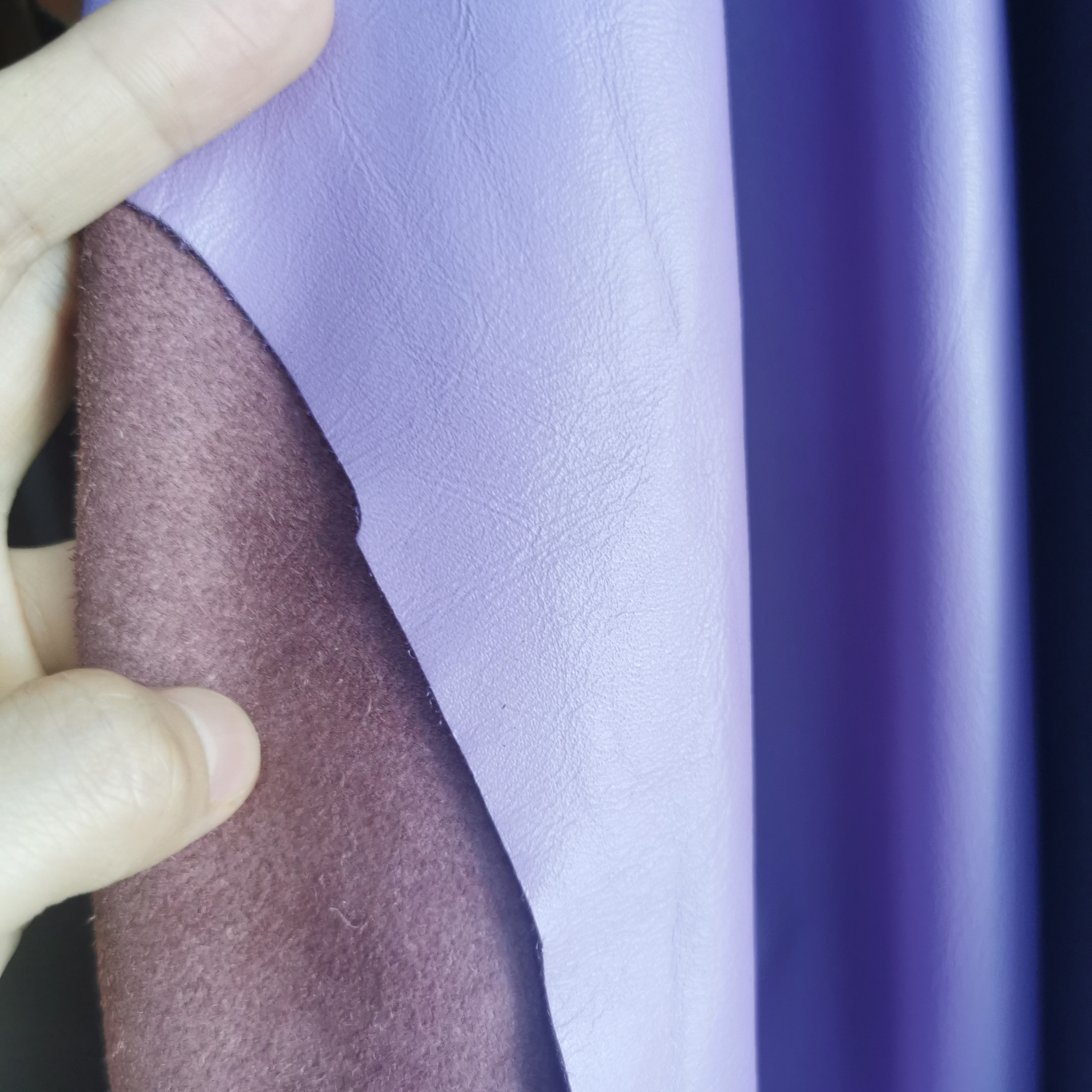 First layer calfskin purple leather fabric manufacturers direct fabric