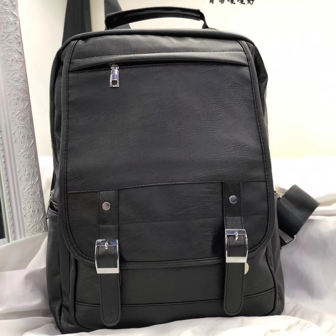 Men's PU leather computer backpack Backpack Men's fashion trend leisure travel bag Leather large capacity schoolbag 5
