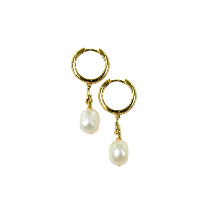 Pearl earrings, star shell star shell Star shell long earrings, retro, exquisite, high-end and elegant, with zirconium earrings