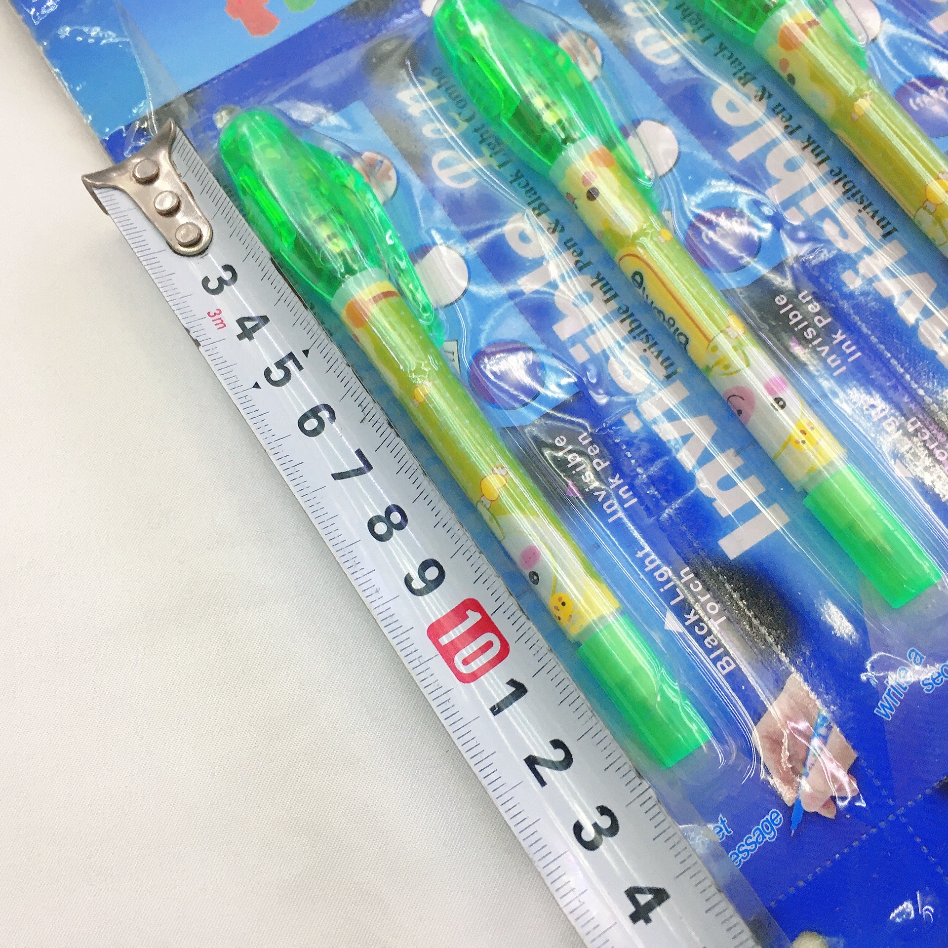 Cross-border best-selling children's toys in foreign trade: 24-piece hanging board suction card multi-functional large head crystal pen, LED light pen, luminous ballpoint pen, kindergarten gift, small toy, colorful mixed color two-in-one light invisible pen Specification image