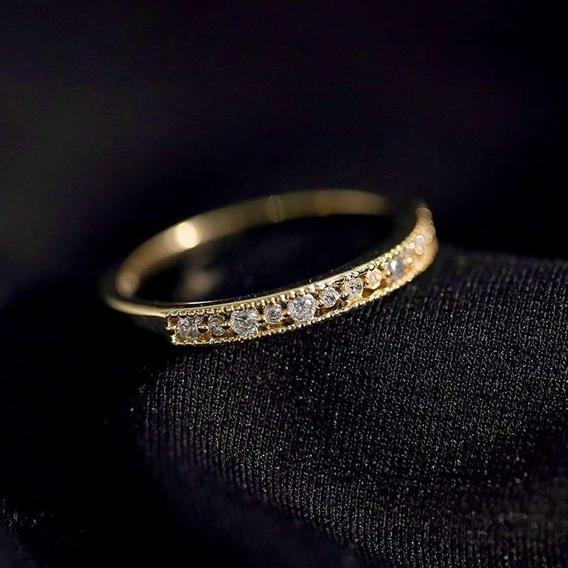"Ethereal!" This Japanese high-end 18K gold diamond-encrusted, simple and elegant fashion ring, with a refined and cold style, is versatile and a social media sensation Specification image