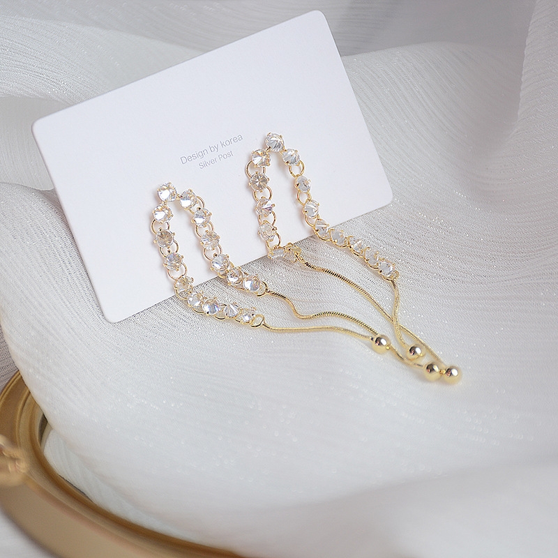 韩国东大门锆石气质长款流苏小众高级感耳环水滴夏季耳坠仙气耳饰