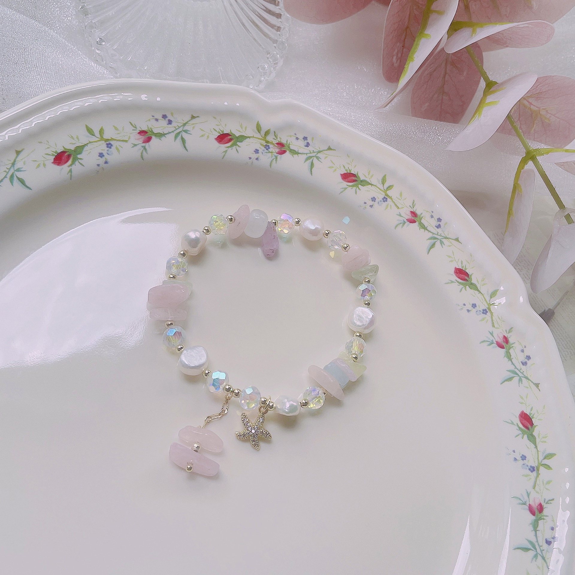 FLY1256 new Korean gentle fairy crystal stone bracelet retro ins starfish pendant bracelet BFF birthday gift