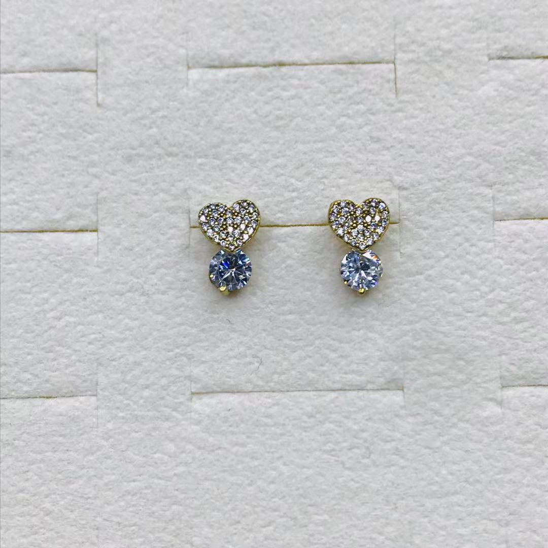 925 silver needle earrings pure copper inset white zircon fashion Korean version 13744 details Picture