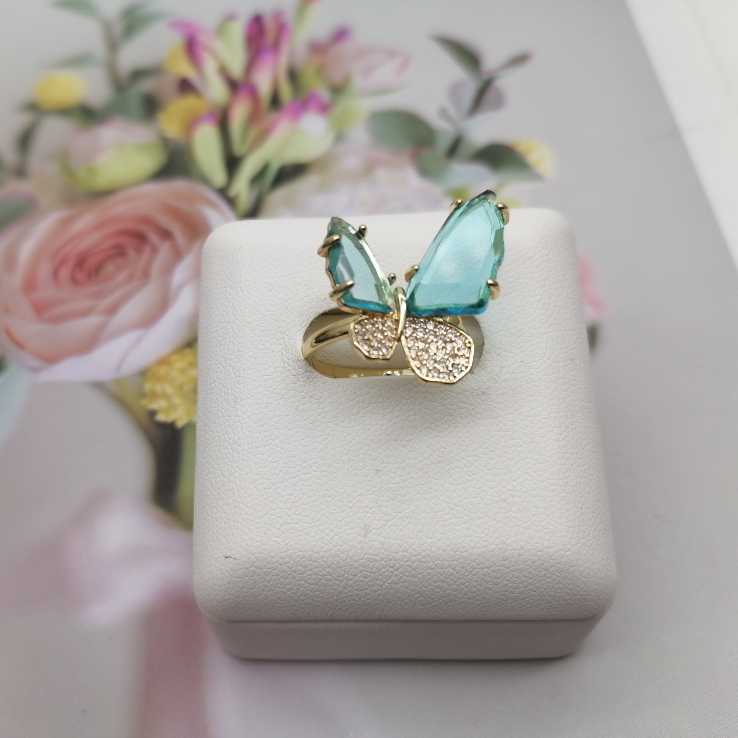 蝴蝶铜微镶戒指