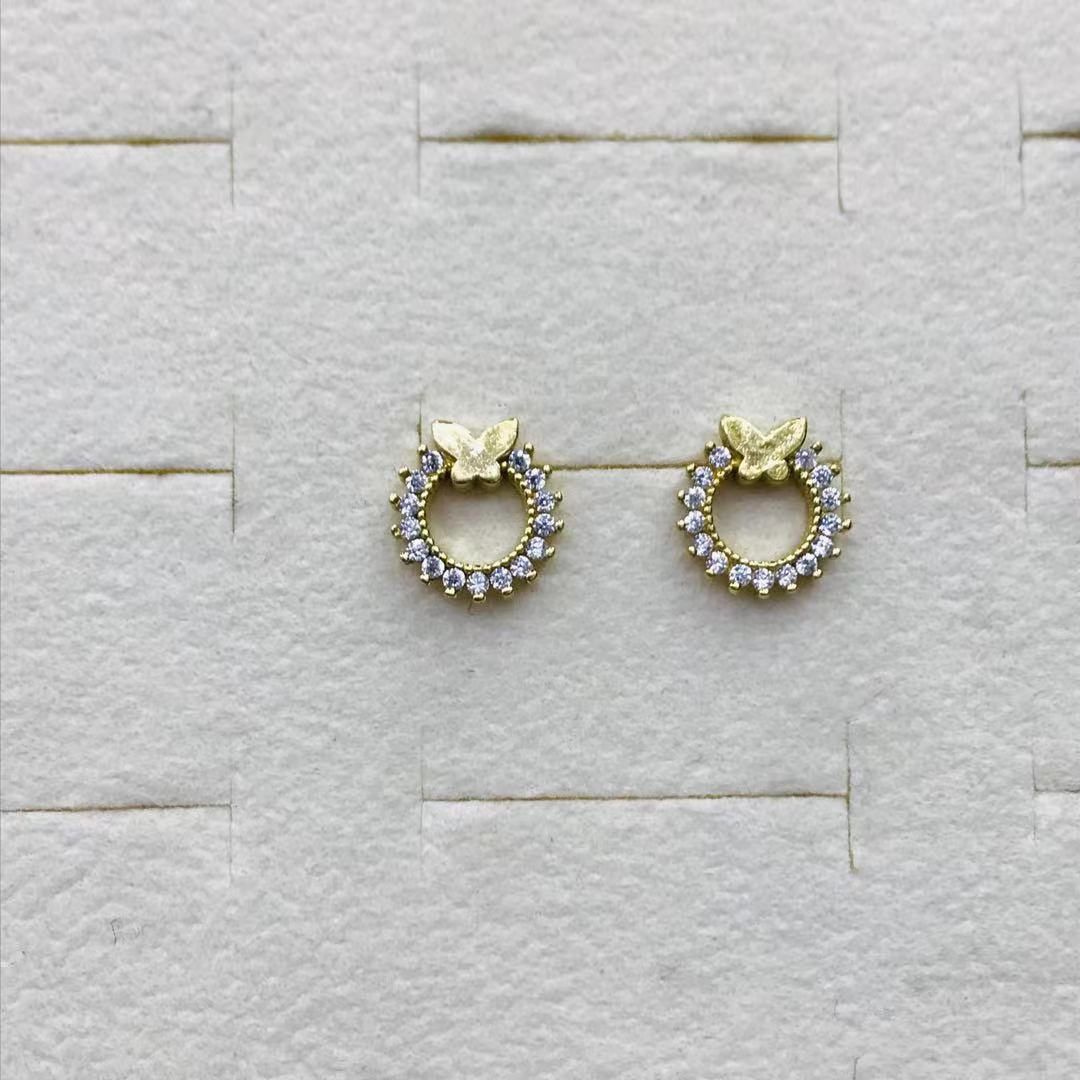 925 silver needle earrings pure copper inlaid with white zircon fashion Korean version 13579 details Picture