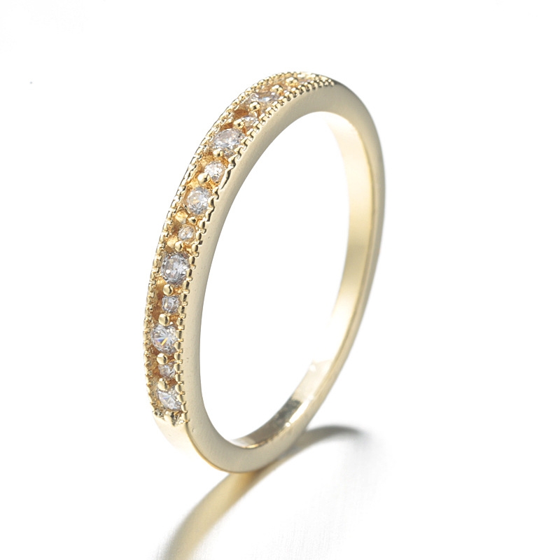 "Ethereal!" This Japanese high-end 18K gold diamond-encrusted, simple and elegant fashion ring, with a refined and cold style, is versatile and a social media sensation Item Picture