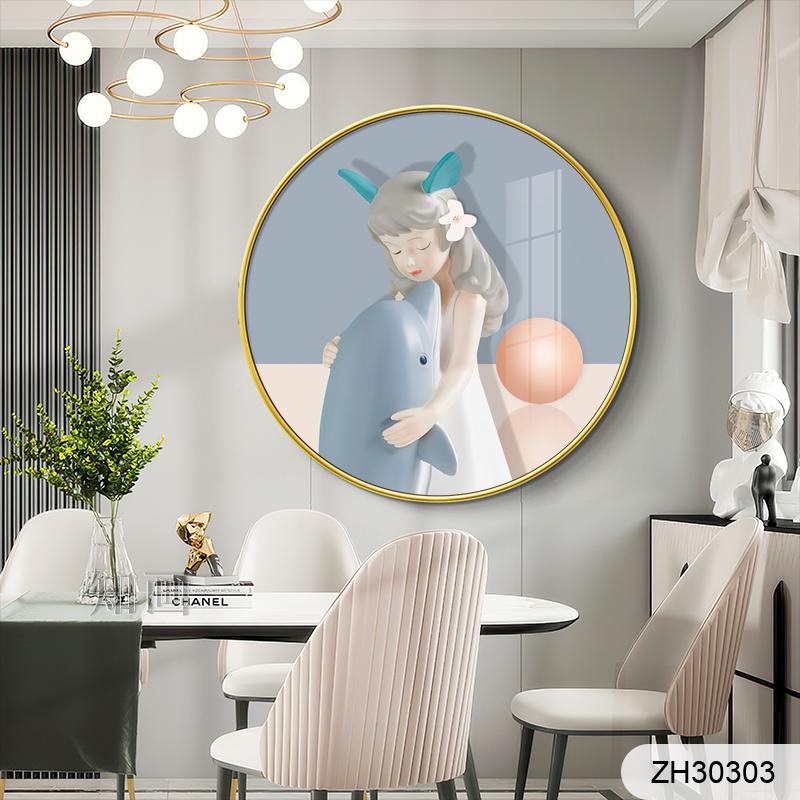 Modern light luxury hand-painted healing department fresh landscape porch circular decorative painting