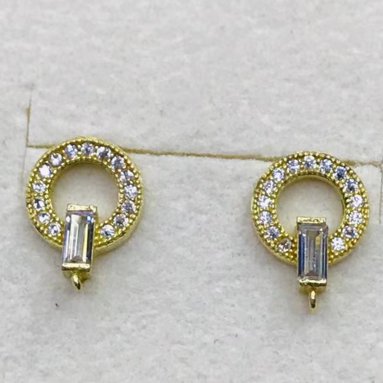 925 silver needle earrings pure copper inlaid with white zircon fashion Korean version 16777 full figure