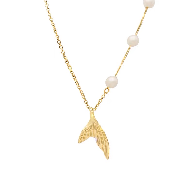 Fishtail lucky necklace, women's collarbone chain, elegant, light luxury, niche and simple accessory, Jieya steel jewelry Item Picture