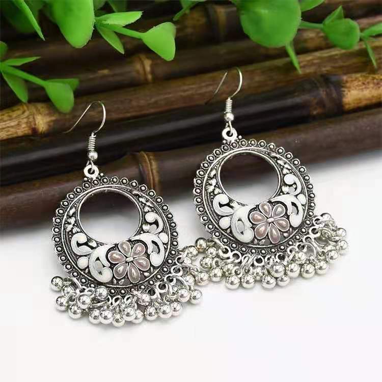 Indian high sense tassel earrings ancient tradition gilt craft imitation earrings