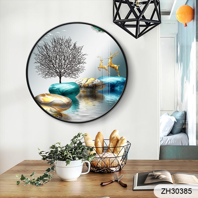 Light luxury modern abstract golden rings golden nine fish picture Ginkgo rich tree round
