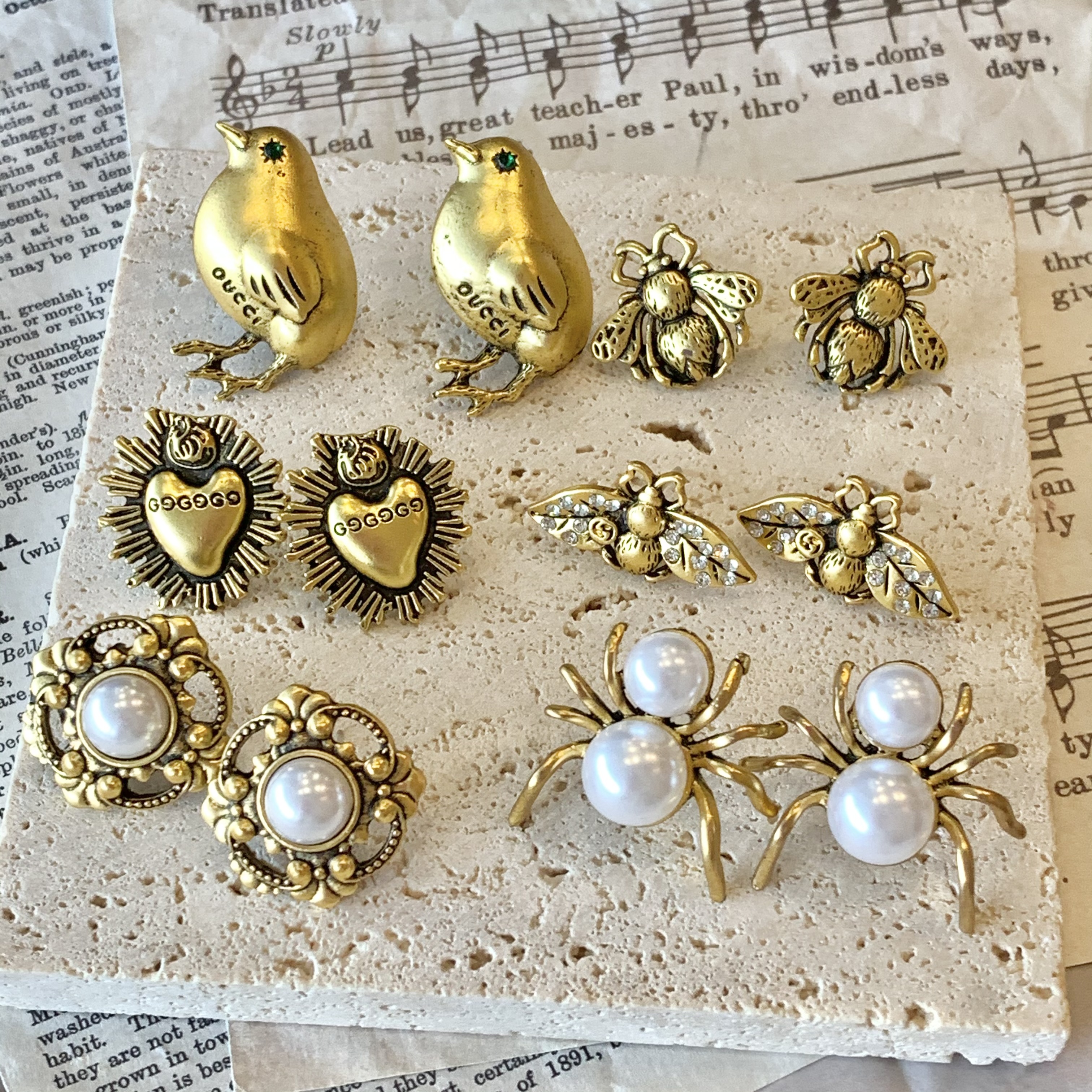 复古vintage镶钻蜜蜂耳环产品图